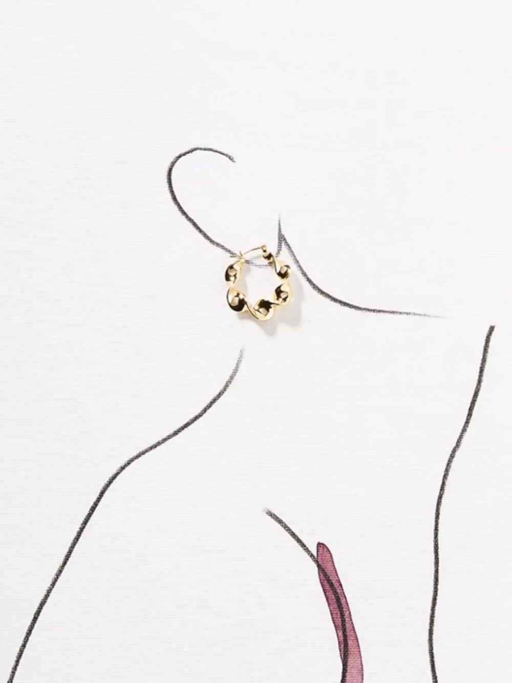 New! Gold Hoop Ruffle Earrings (2014) NWOT - Picture 2 of 3